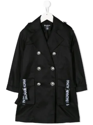 Balmain Kids معطف ترنش بصفي أزرار