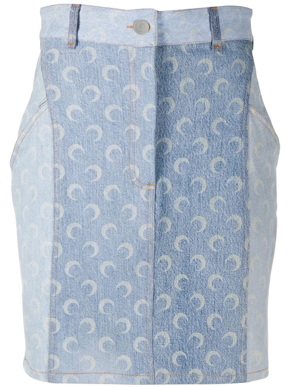 MARINE SERRE ALL OVER MOON PRINT DENIM SKIRT