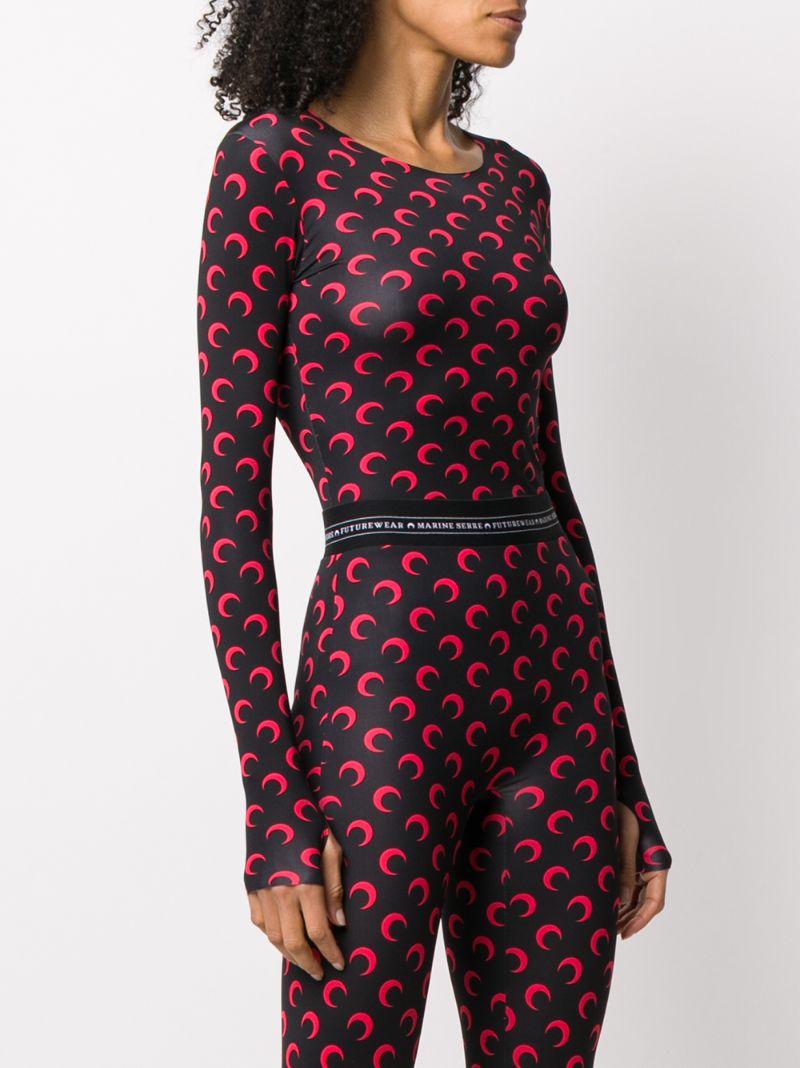 Shop Marine Serre All Over Moon Print Jersey Body In Black