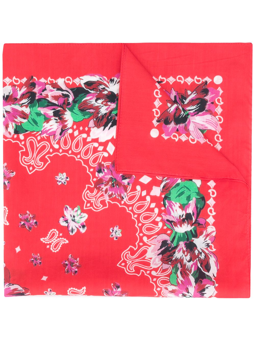 Kenzo Floral Print Bandana Scarf In Red