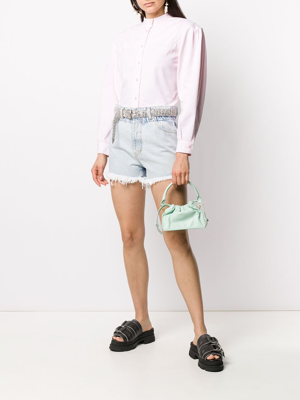 фото Ainea jewelled-belt denim shorts