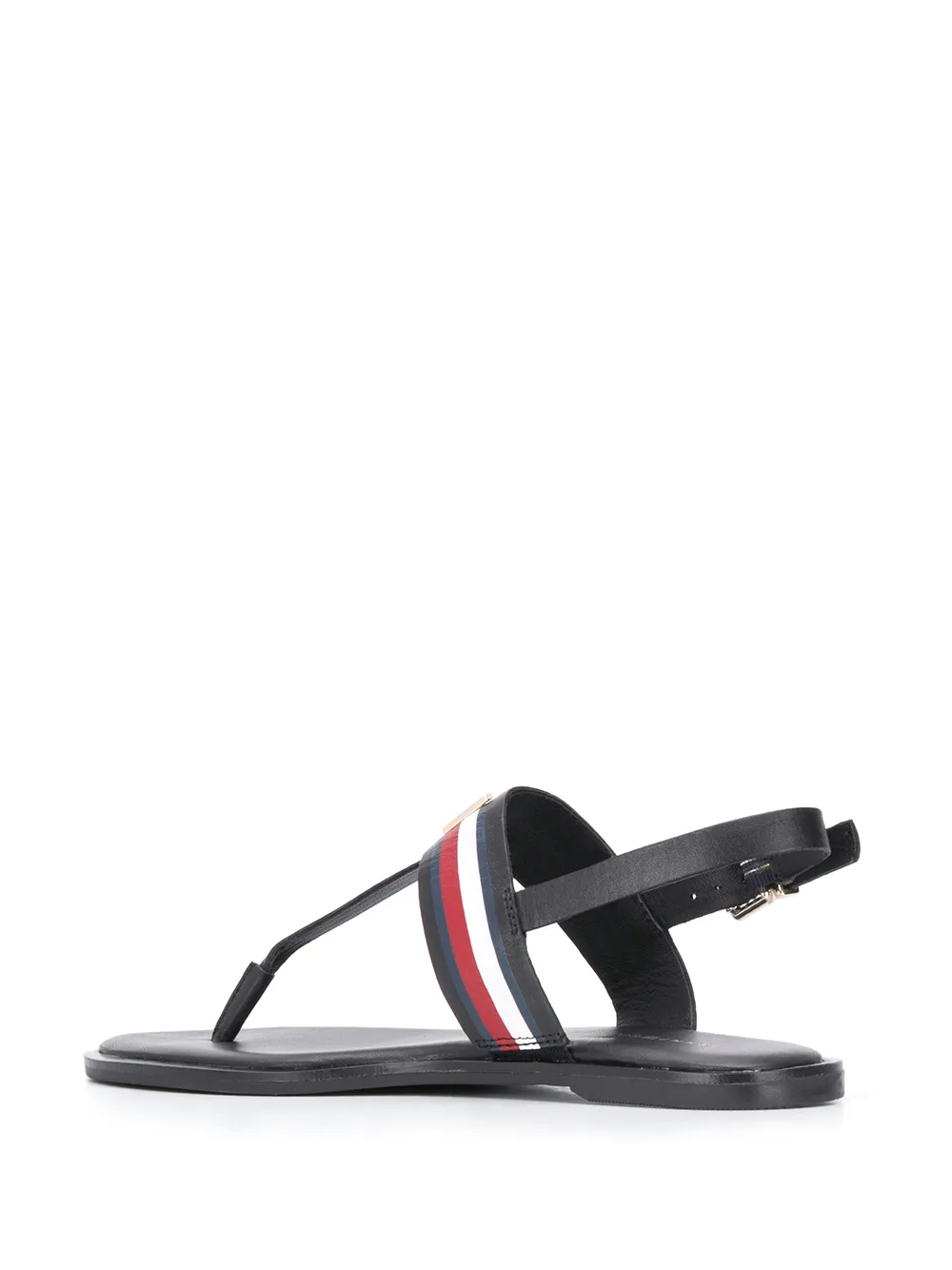 Tommy Hilfiger logo appliqué flat leather sandals Black