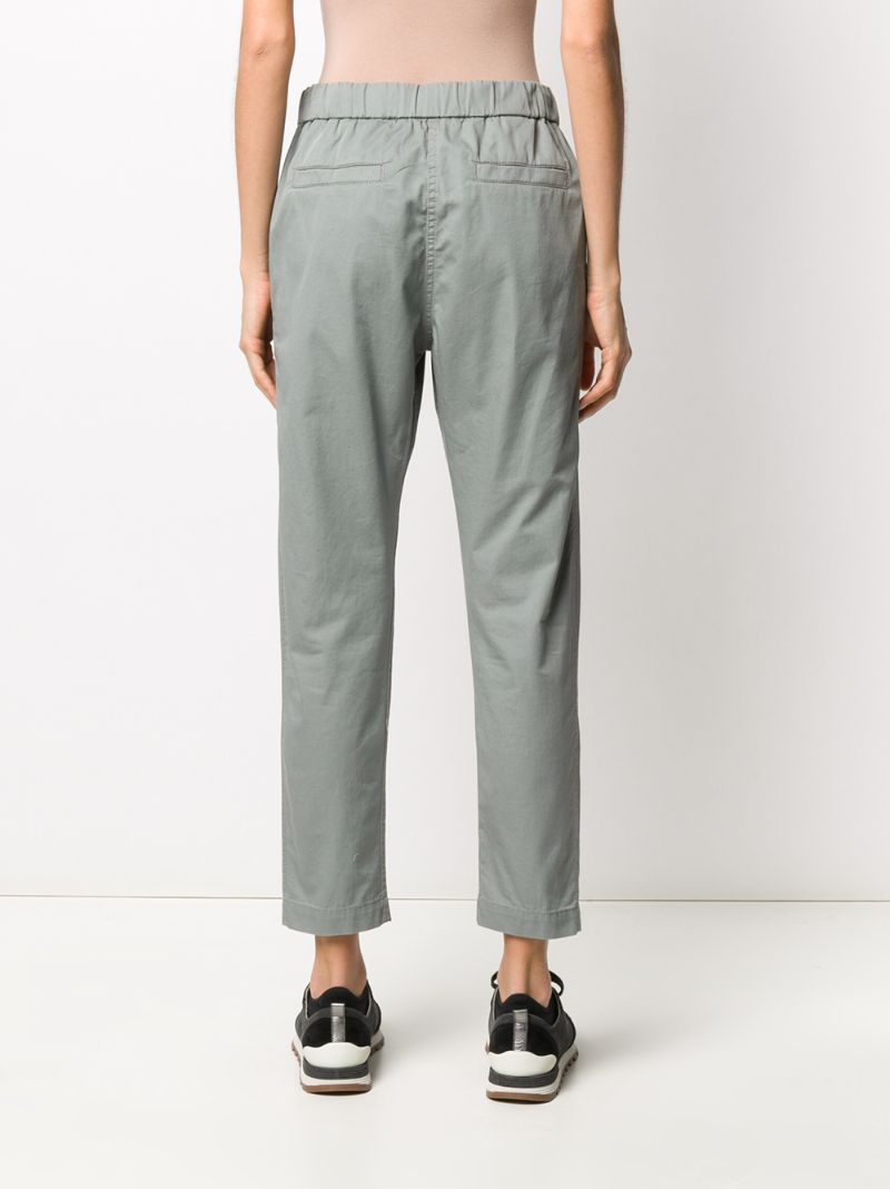 Shop Brunello Cucinelli Drawstring Tapered Trousers In Grey