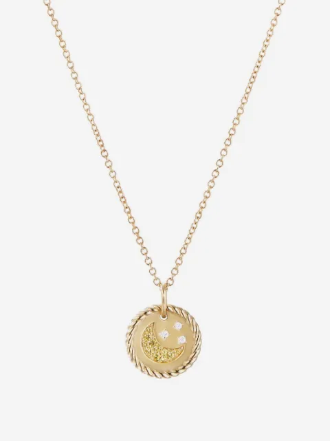 David Yurman 18kt yellow gold Cable Collectibles Moon and Stars sapphire and diamond necklace