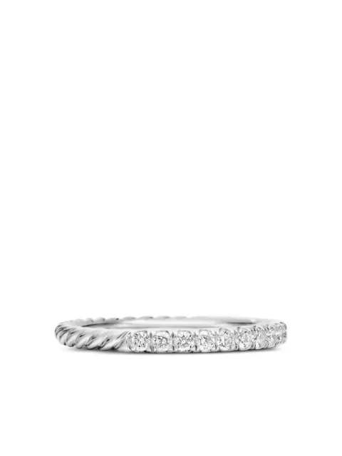 David Yurman anillo Cable Collectibles en oro blanco de 18kt con diamantes de 2mm