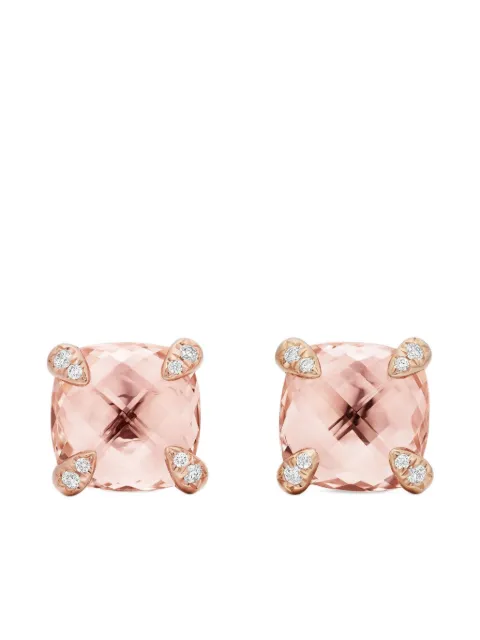 David Yurman 18kt rose gold Chatelaine morganite and diamond stud earrings (8mm)