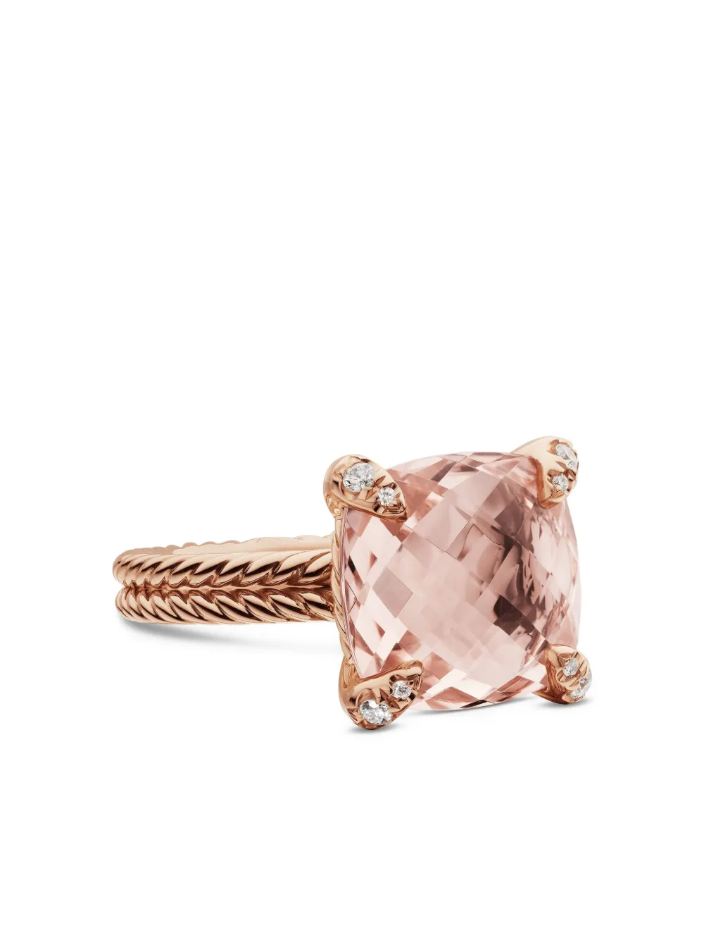 David Yurman Chatelaine モルガナイト&ダイヤモンド リング 11mm 18Kローズゴールド - ピンク David Yurman Chatelaine モルガナイト&ダイヤモンド リング 11mm 18Kローズゴールド - ピンク