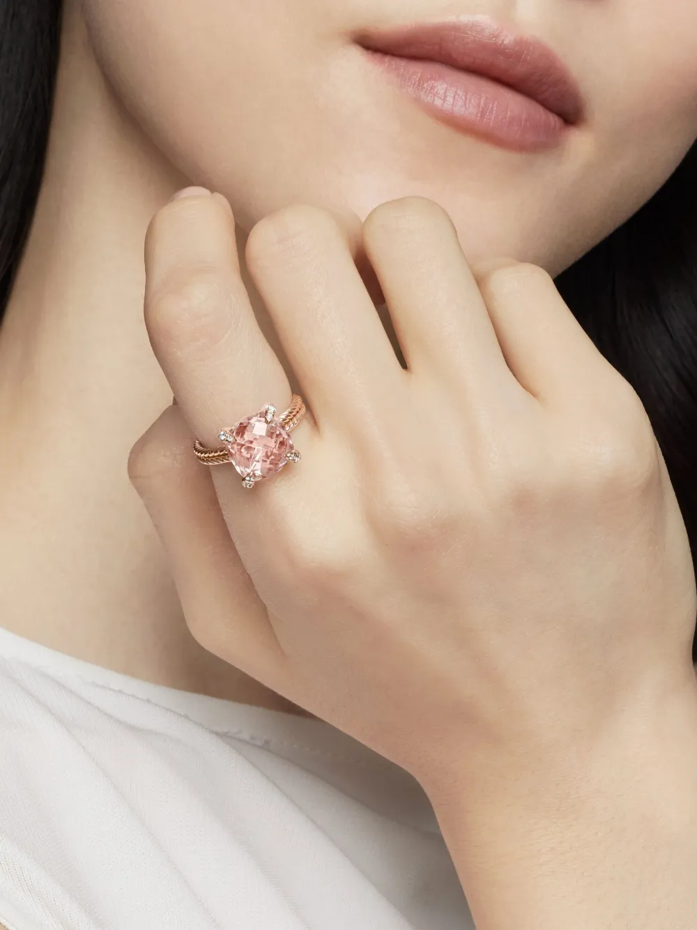 18kt Rose Gold Chatelaine Morganite And Diamond Ring (11mm)