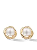 David Yurman 18kt yellow gold Crossover Infinity pearl stud earrings (10mm)