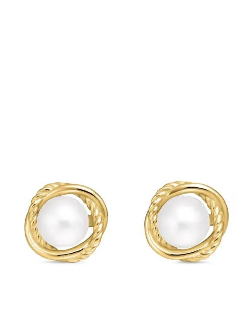 Puces d'oreilles Crossover Infinity en 18ct à perles (10 mm) - David Yurman - Modalova