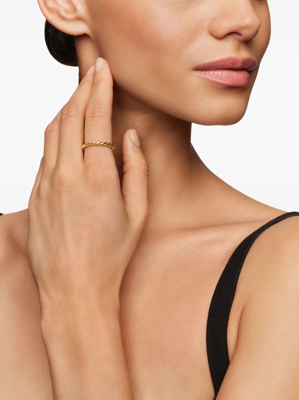  David Yurman 18kt Petite Gelbgoldring Mit Diamanten 2,8mm 