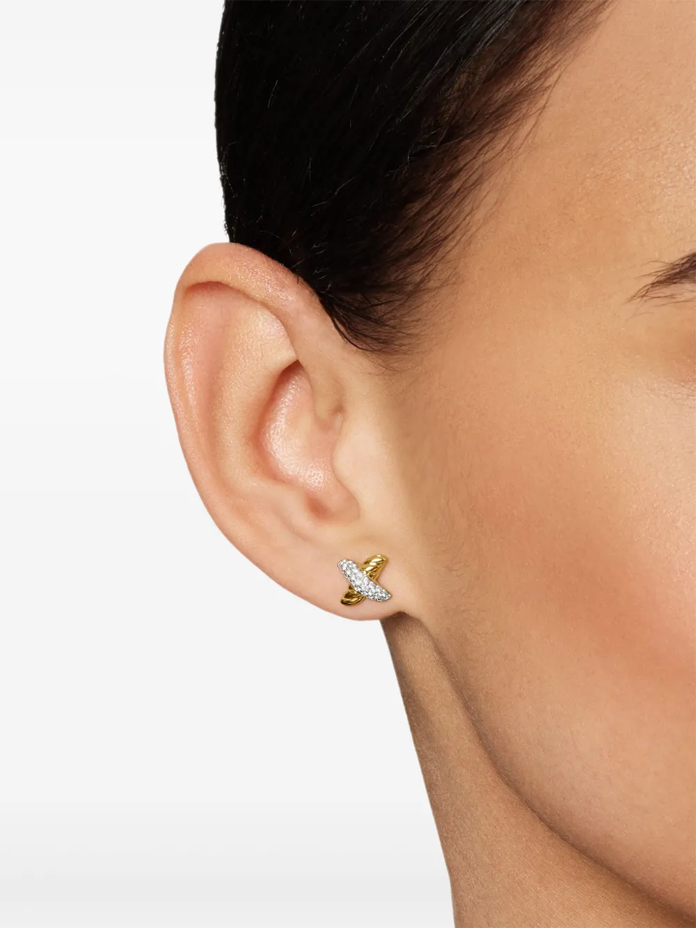 18kt Yellow Gold Petite X Diamond Stud Earrings (8.4mm)