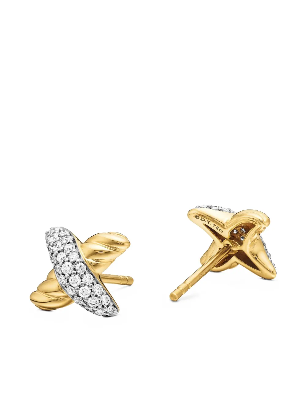 18kt Yellow Gold Petite X Diamond Stud Earrings (8.4mm)