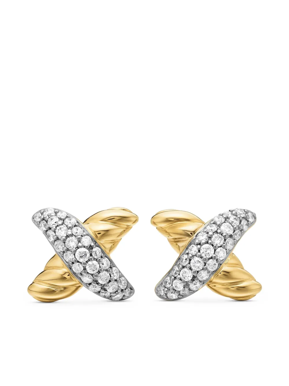 David Yurman Petit X ダイヤモンド ピアス 8.4mm 18Kイエローゴールド - ゴールドトーン David Yurman Petit X ダイヤモンド ピアス 8.4mm 18Kイエローゴールド - ゴールドトーン