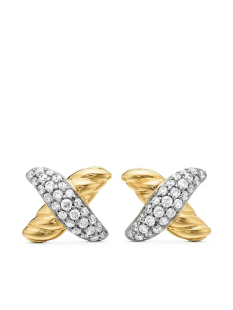 David Yurman aretes Petite X en oro amarillo de 18kt con diamantes de 8.4mm
