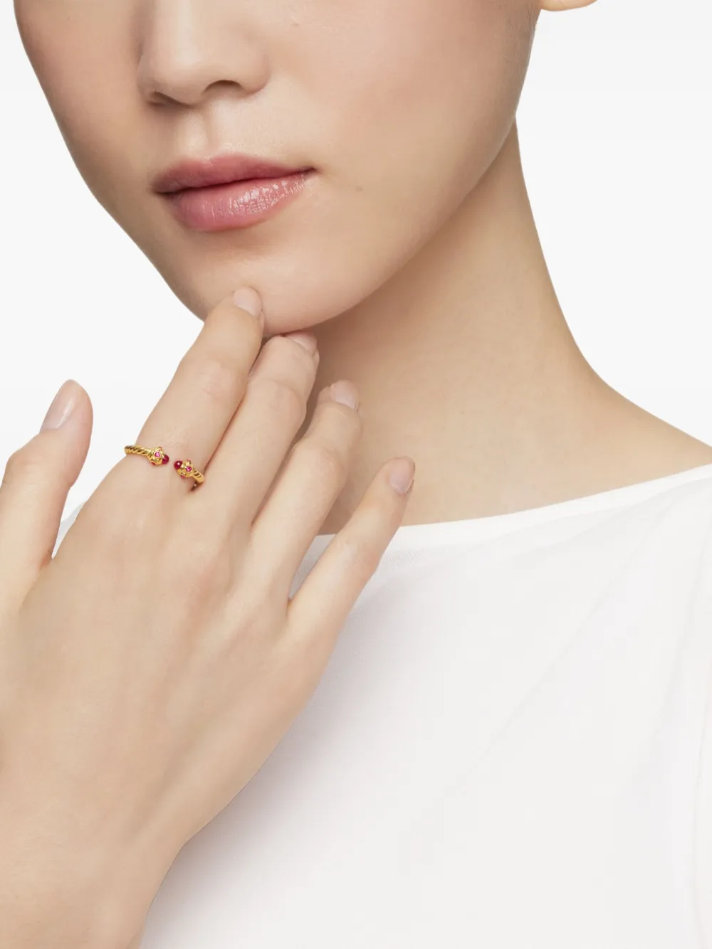 David Yurman 18kt yellow gold Renaissance ruby ring (2.3mm) | Image 2