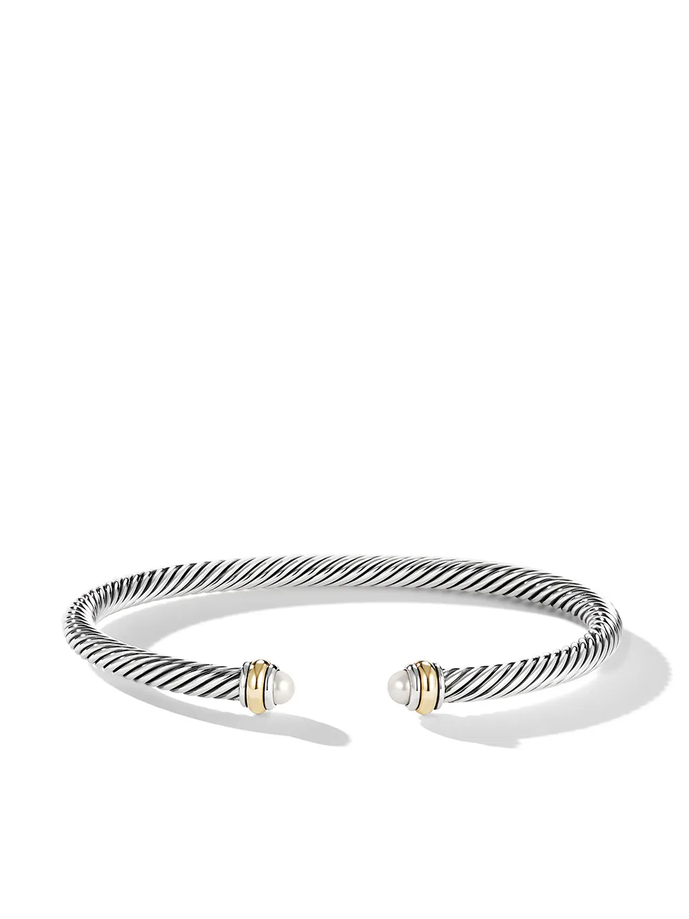 Image 1 of David Yurman 18kt yellow gold and sterling silver Cable Classics pearl bracelet