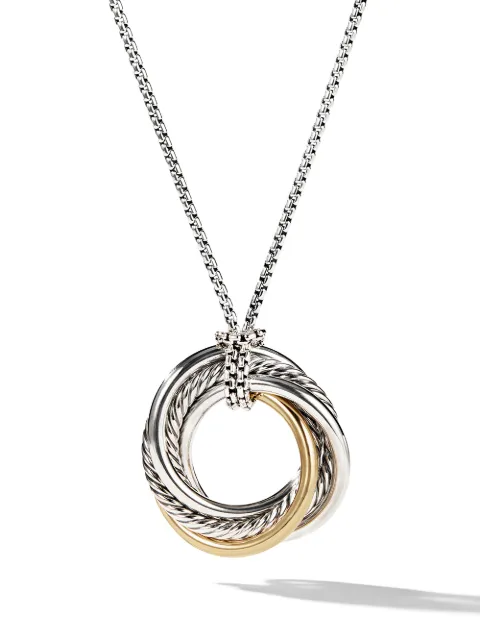 David Yurman collar Crossover en oro amarillo de 14kt y plata de ley con dije de 37mm