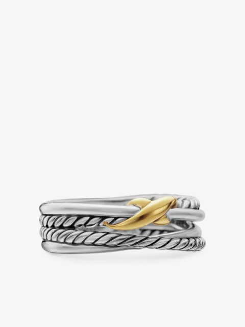 David Yurman 18kt yellow gold and sterling silver X Crossover band ring (6mm)