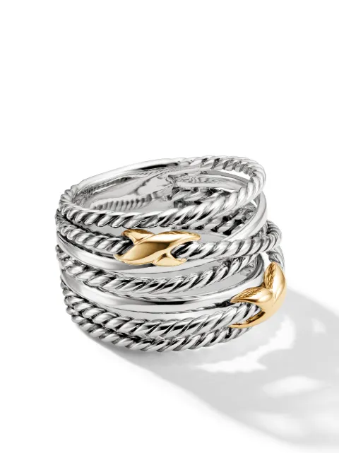 David Yurman 18kt yellow gold and sterling silver Double X Crossover ring