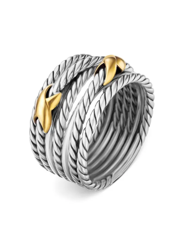 David Yurman 18kt Yellow Gold And Sterling Silver Double X