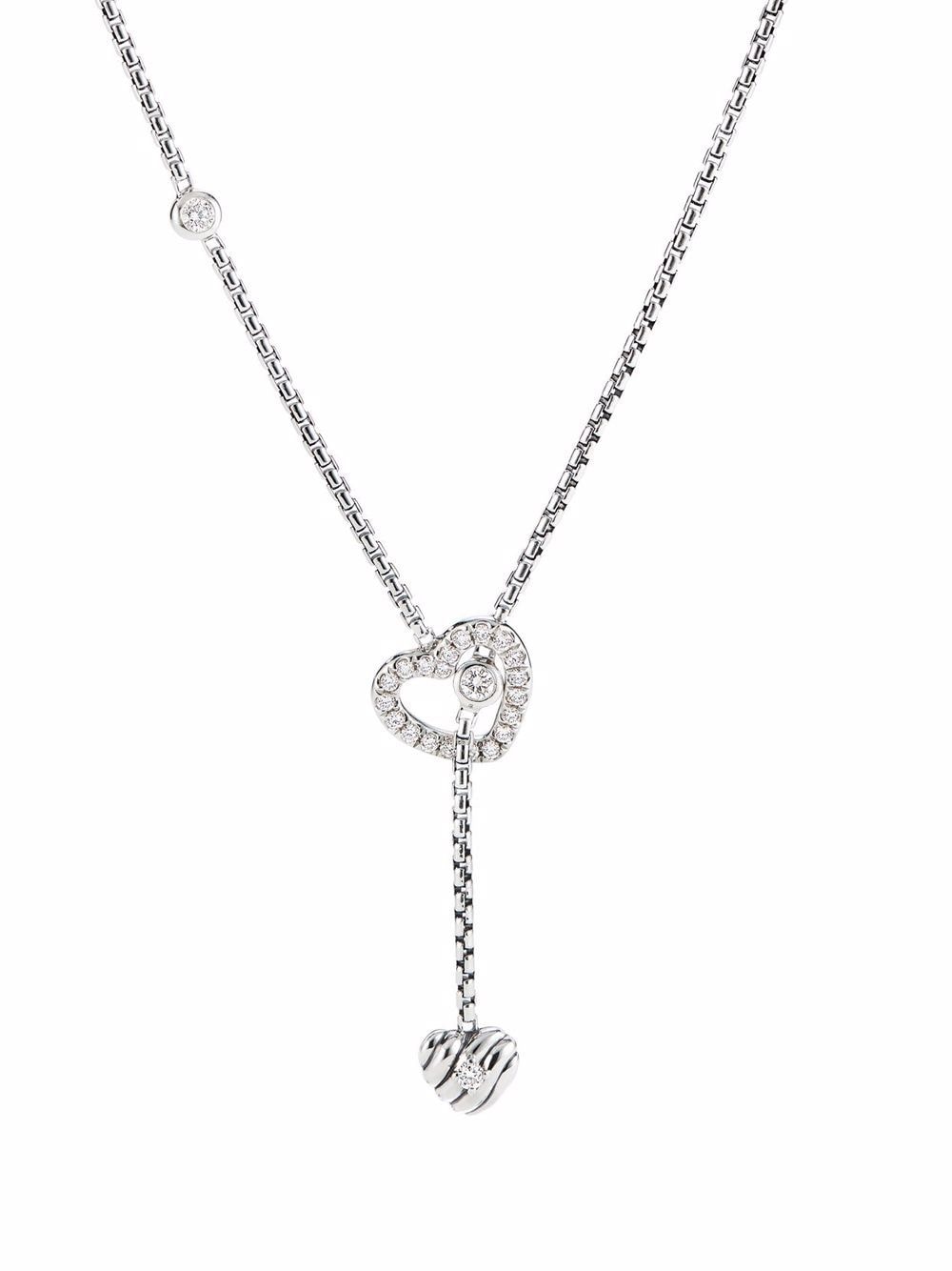 Shop David Yurman Sterling Silver Cable Collectibles Heart Y Diamond Necklace