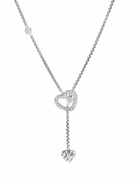 David Yurman sterling silver Cable Collectibles Heart Y diamond necklace