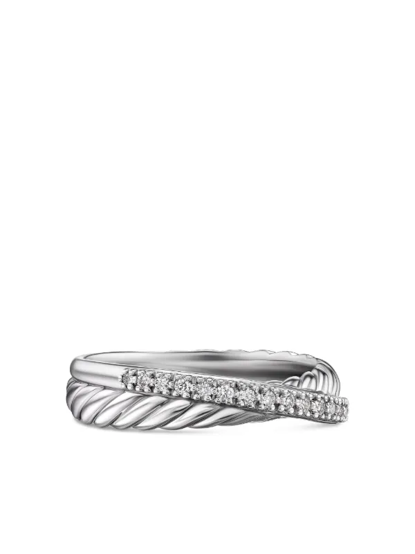 David Yurman Sterling Silver Crossover Diamond Ring (5.3mm)
