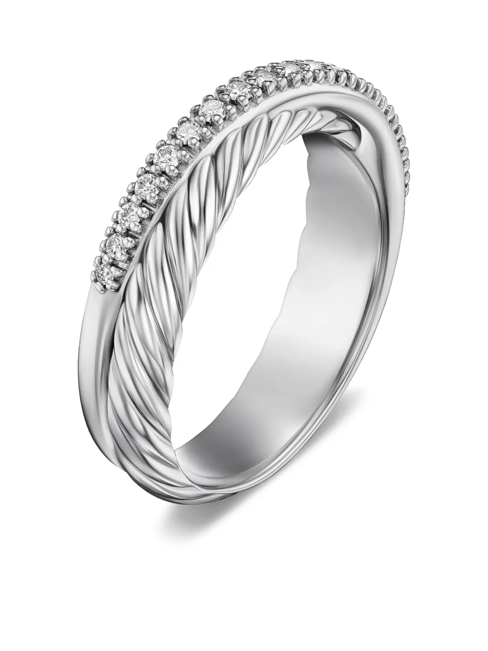 David Yurman Sterling Silver Crossover Diamond Ring (5.3mm), view 4