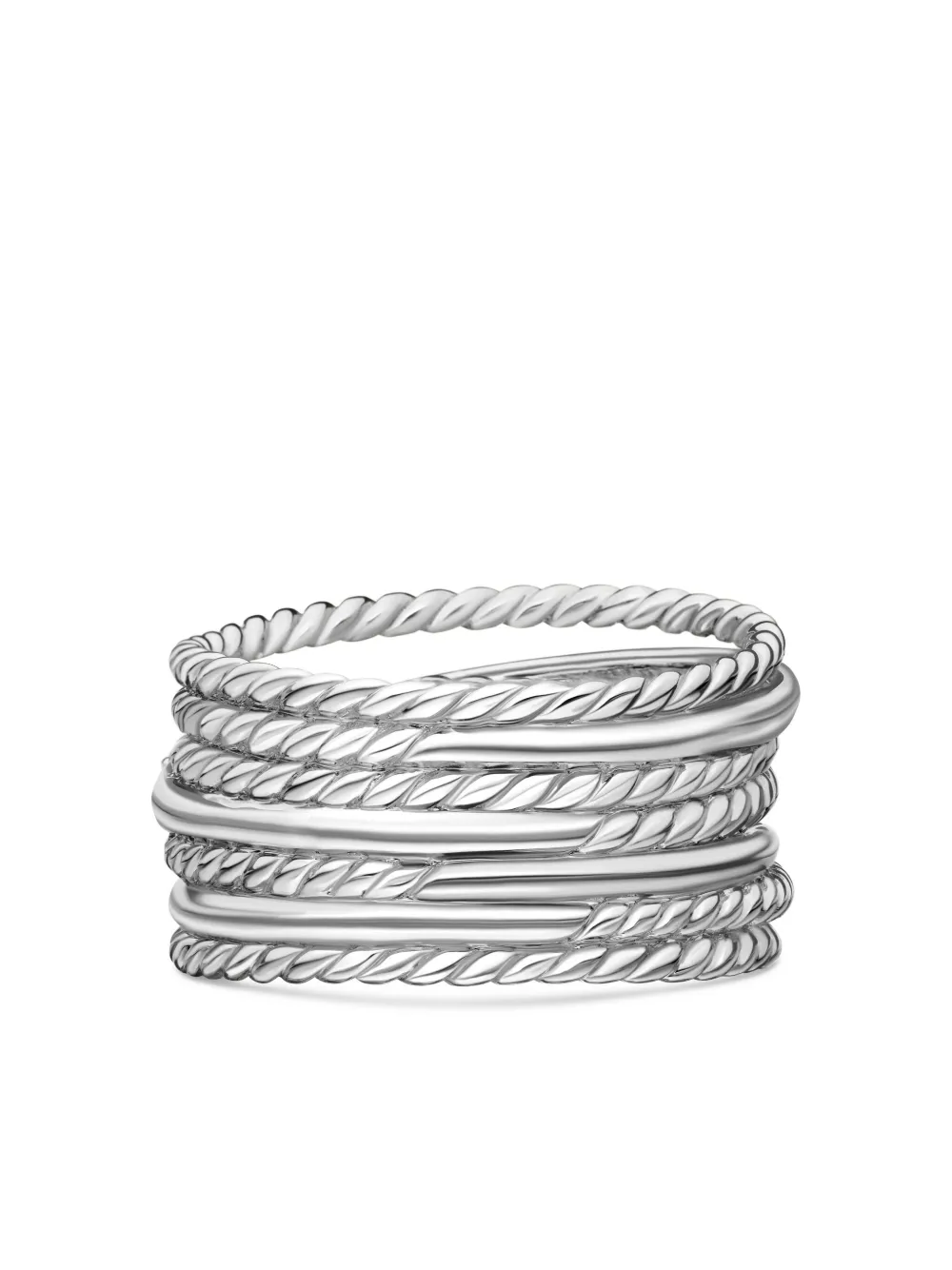 Sterling Silver Crossover Diamond Ring (12mm)