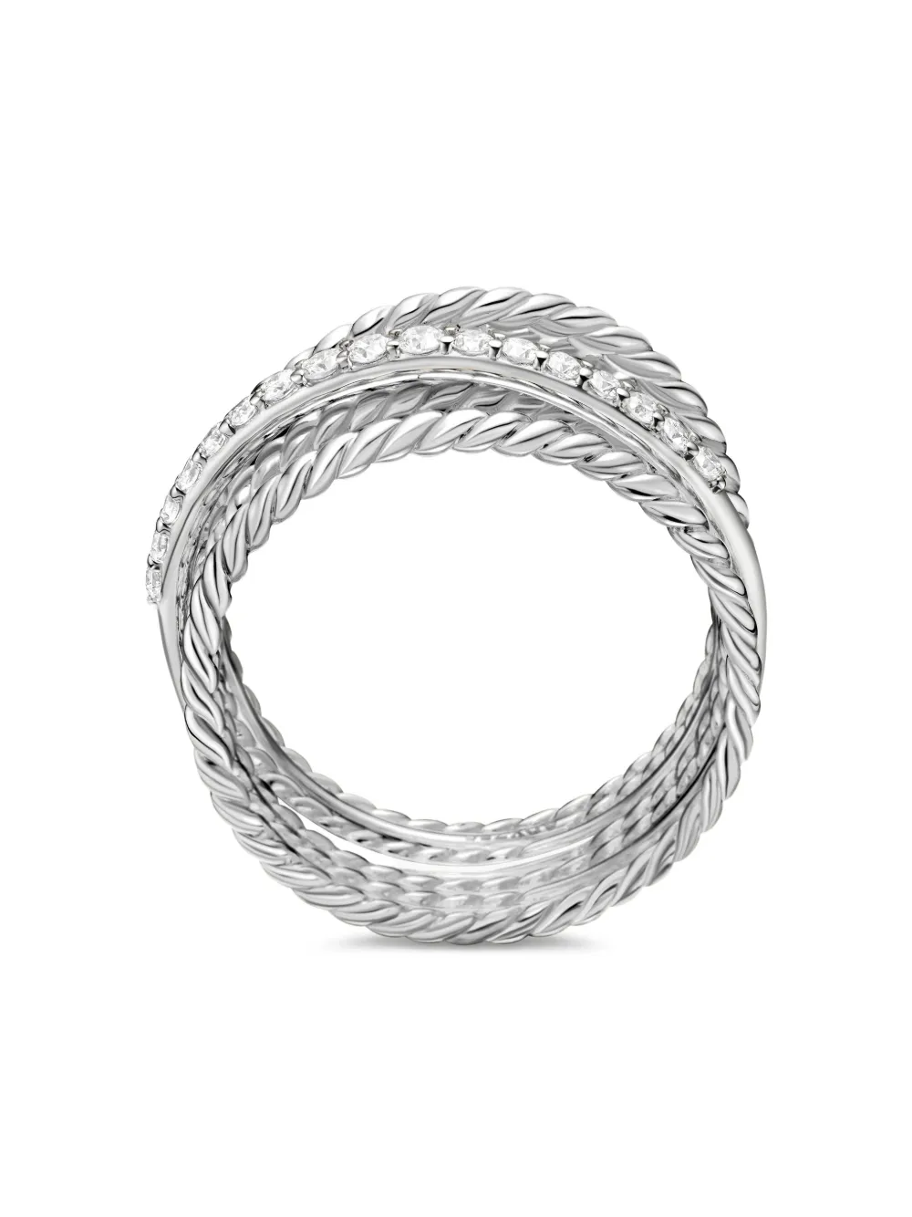 Sterling Silver Crossover Diamond Ring (12mm)