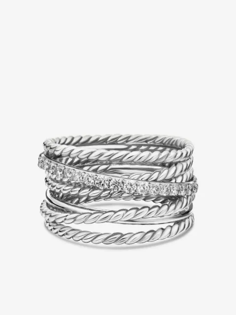 David Yurman sterling silver Crossover diamond ring (12mm)