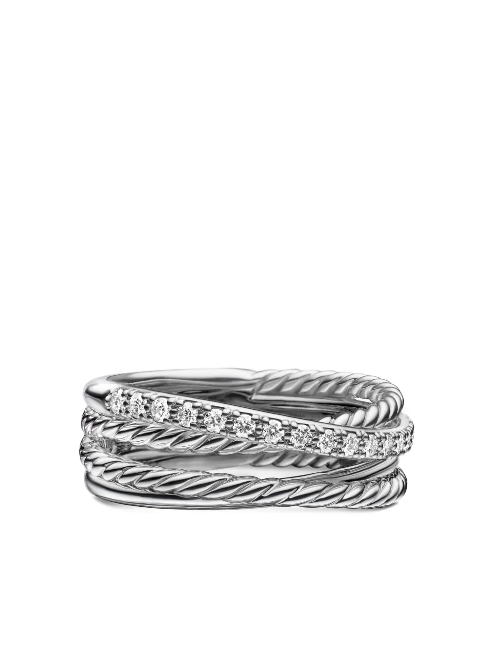 David Yurman Crossover ダイヤモンド リング 6.8mm スターリングシルバー - シルバートーン David Yurman Crossover ダイヤモンド リング 6.8mm スターリングシルバー - シルバートーン