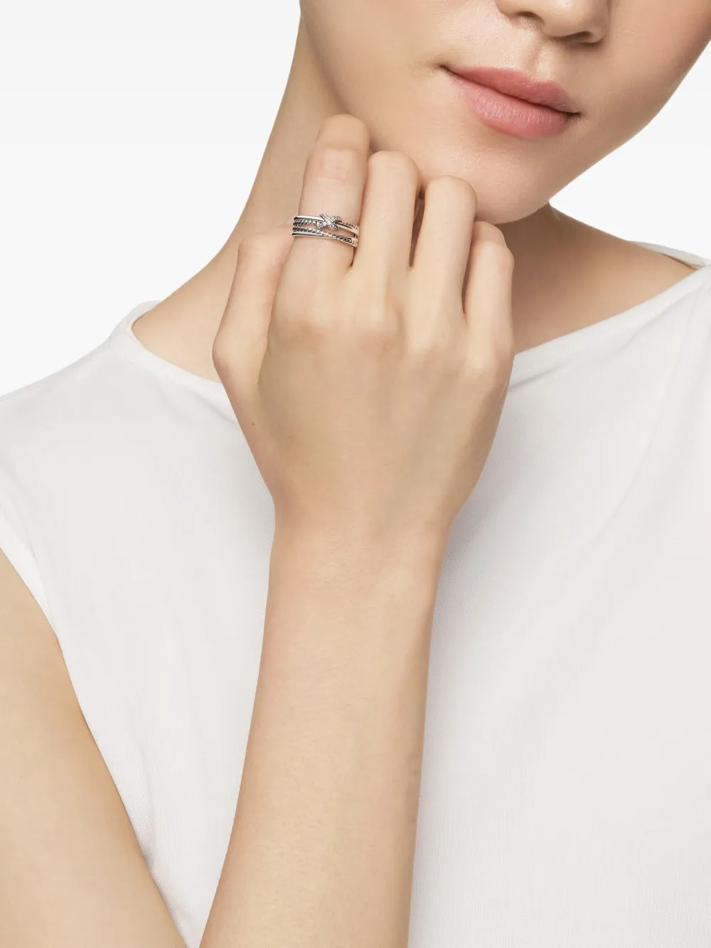 David Yurman sterling silver X Crossover diamond band ring (6mm) | Image 2