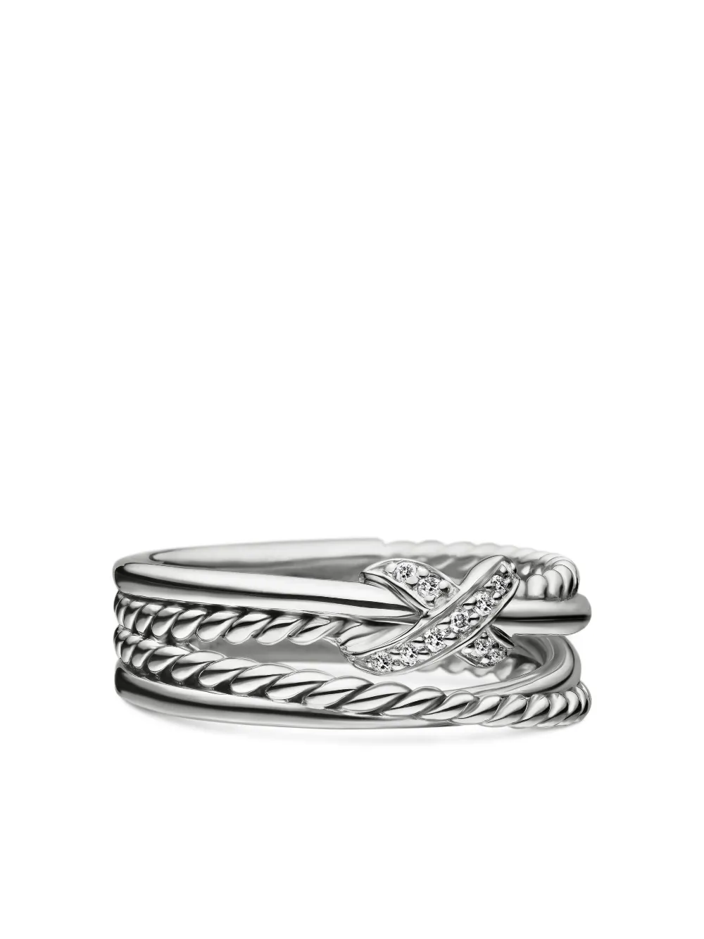 David Yurman sterling silver X Crossover diamond band ring (6mm) | Silver | Image 1