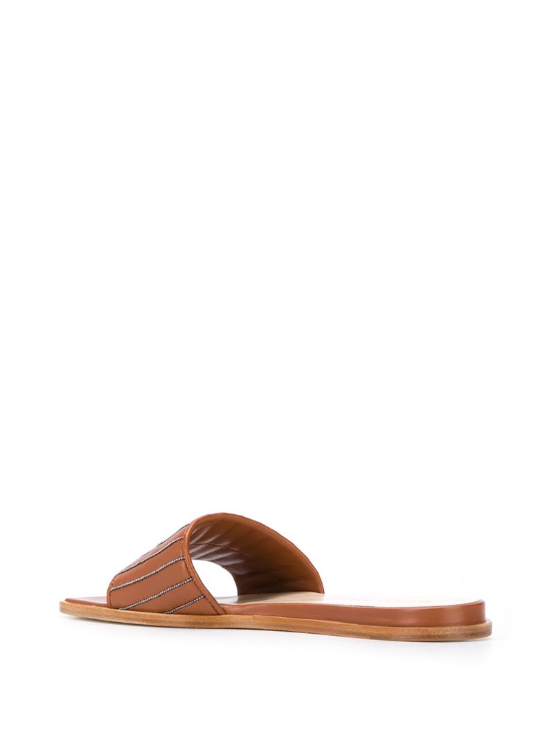 Shop Fabiana Filippi Studded Flat Sandals In Brown