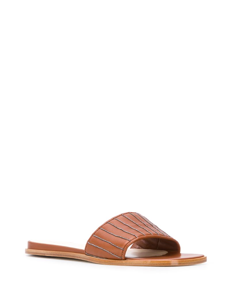 Shop Fabiana Filippi Studded Flat Sandals In Brown