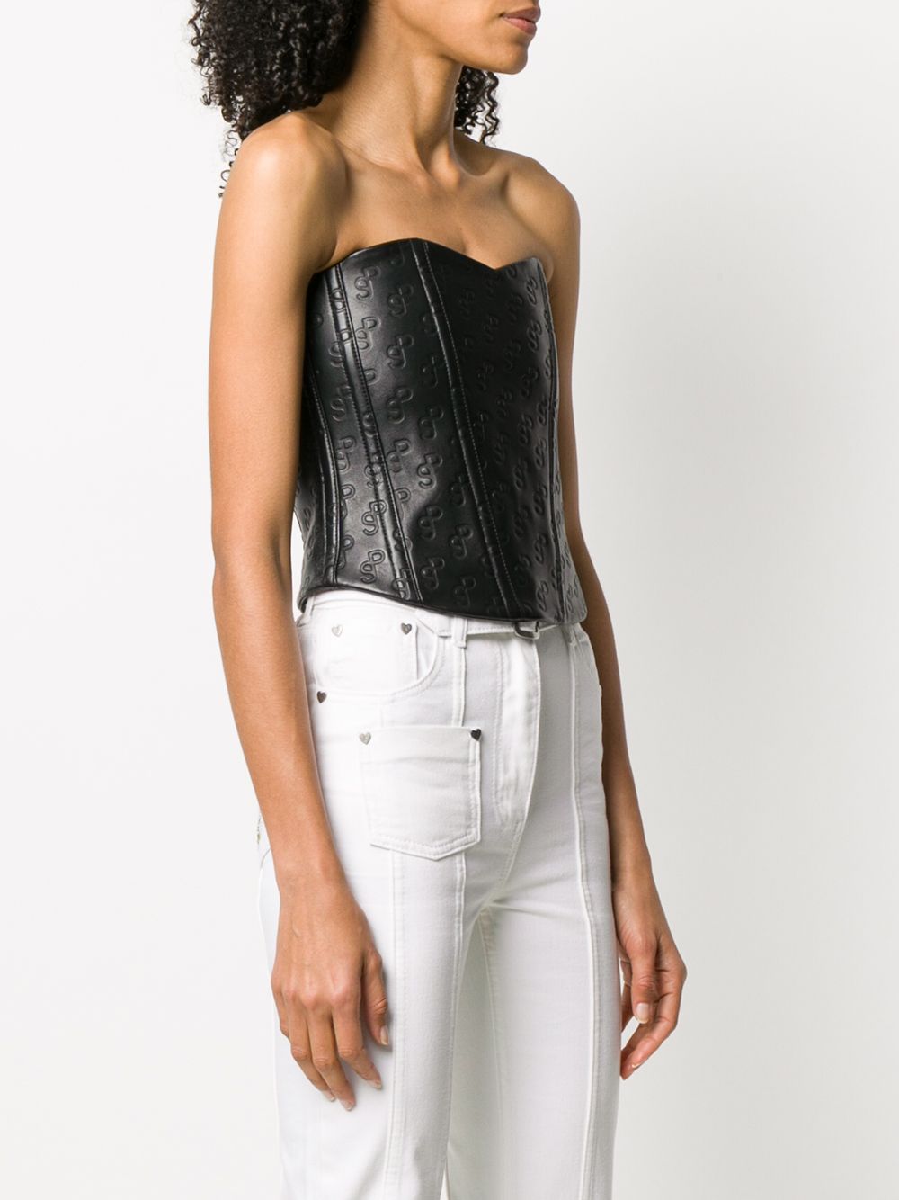 фото Saks potts logo embossed leather corset