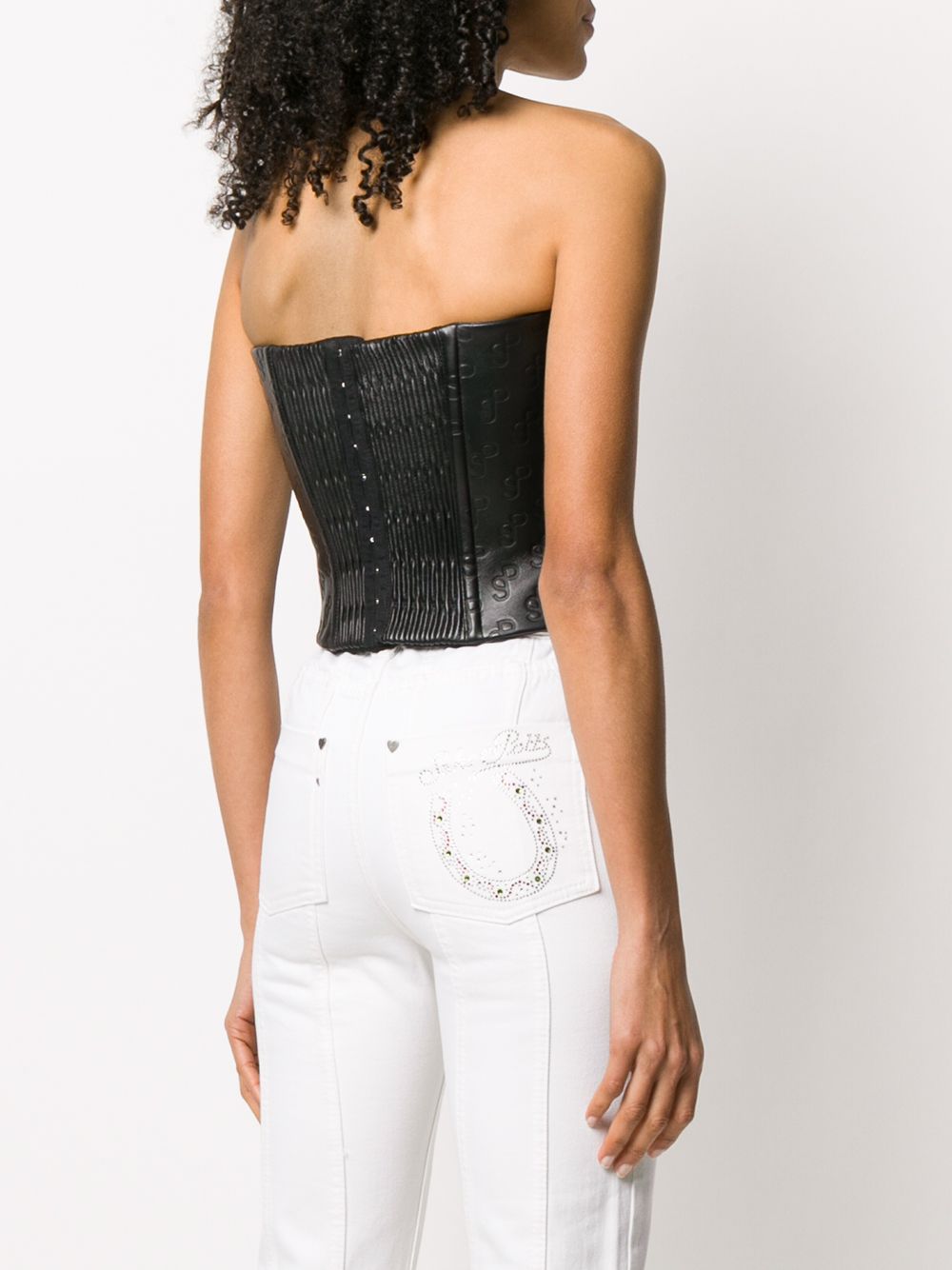 фото Saks potts logo embossed leather corset