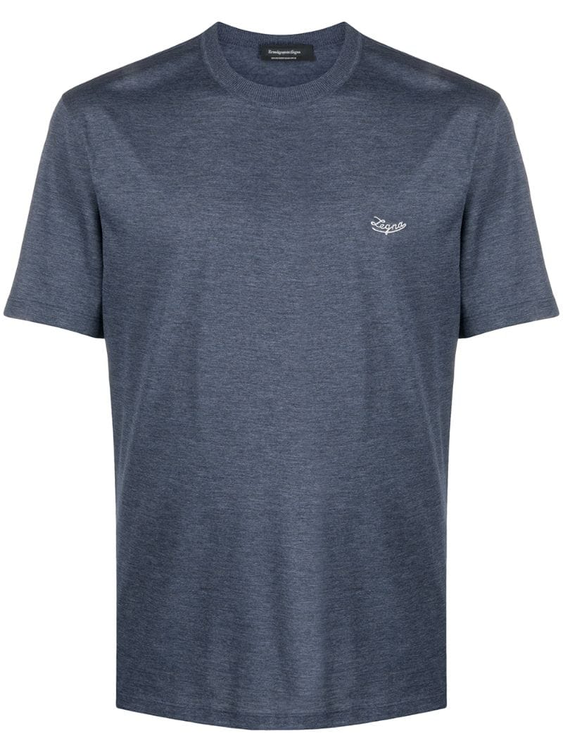 Ermenegildo Zegna Logo-embroidered T-shirt In Blue