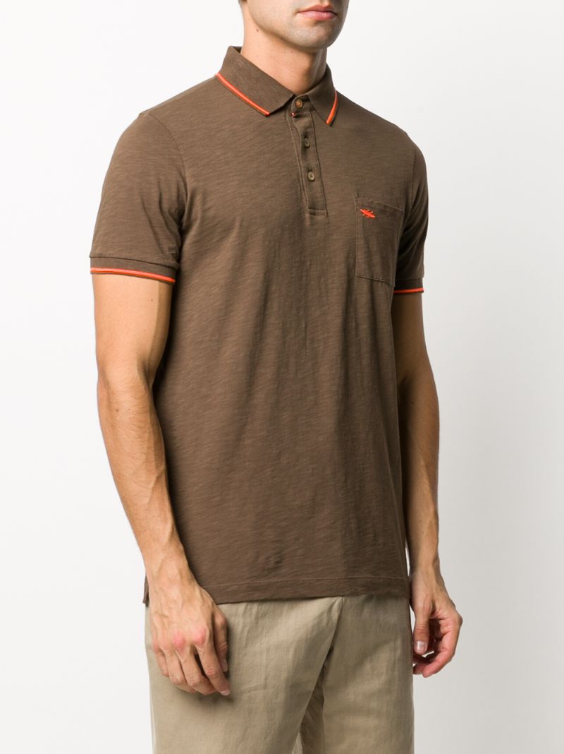 Shop Seventy Embroidered Logo Polo Shirt In Brown