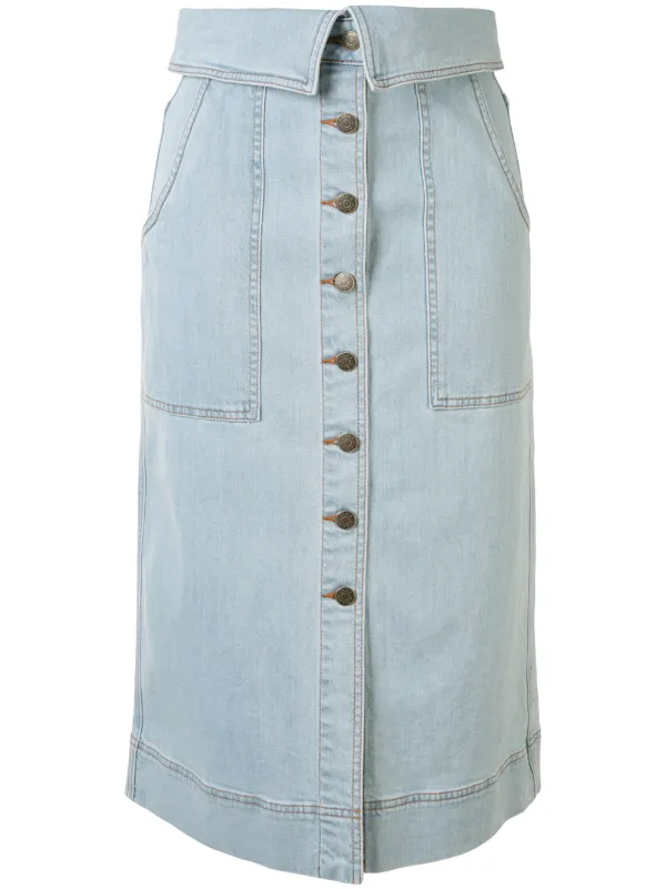 blue midi denim skirt