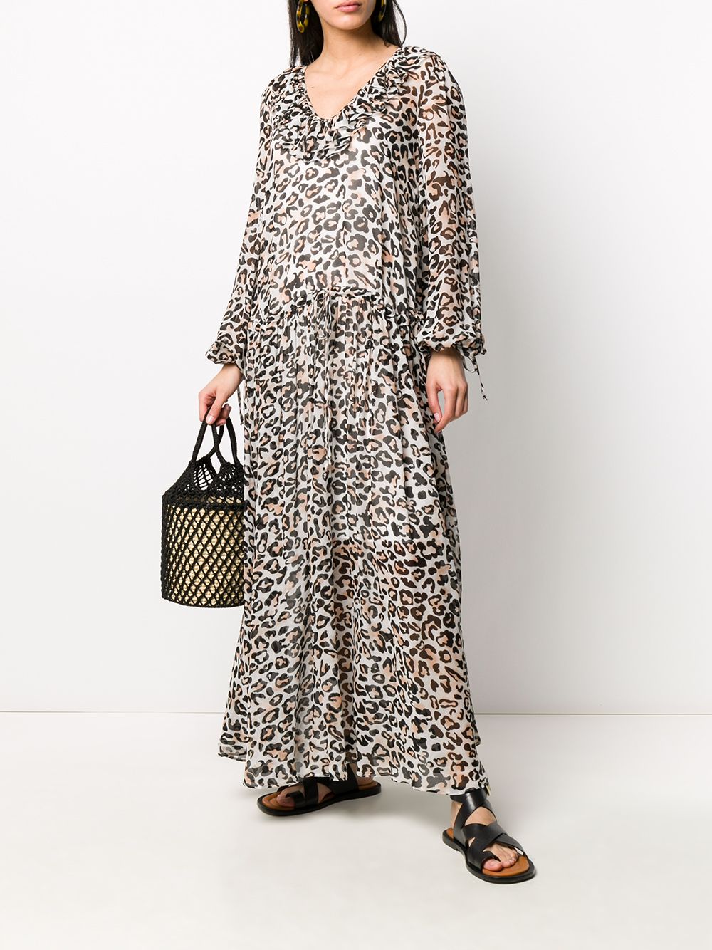 фото Ermanno ermanno ярусное платье с леопардовым принтом