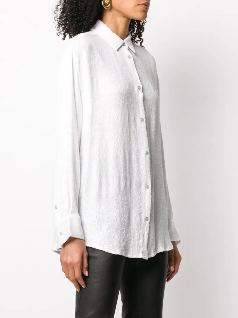 Iro Zuko Sequined Snap-front Top In White