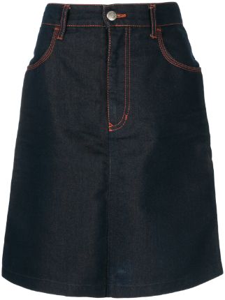 Fendi Pre-Owned 1990s Stitch Details Denim Skirt - Farfetch