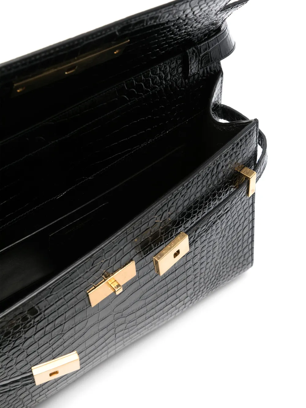 Affordable Saint Laurent Manhattan crocodile-embossed shoulder bag WOMEN