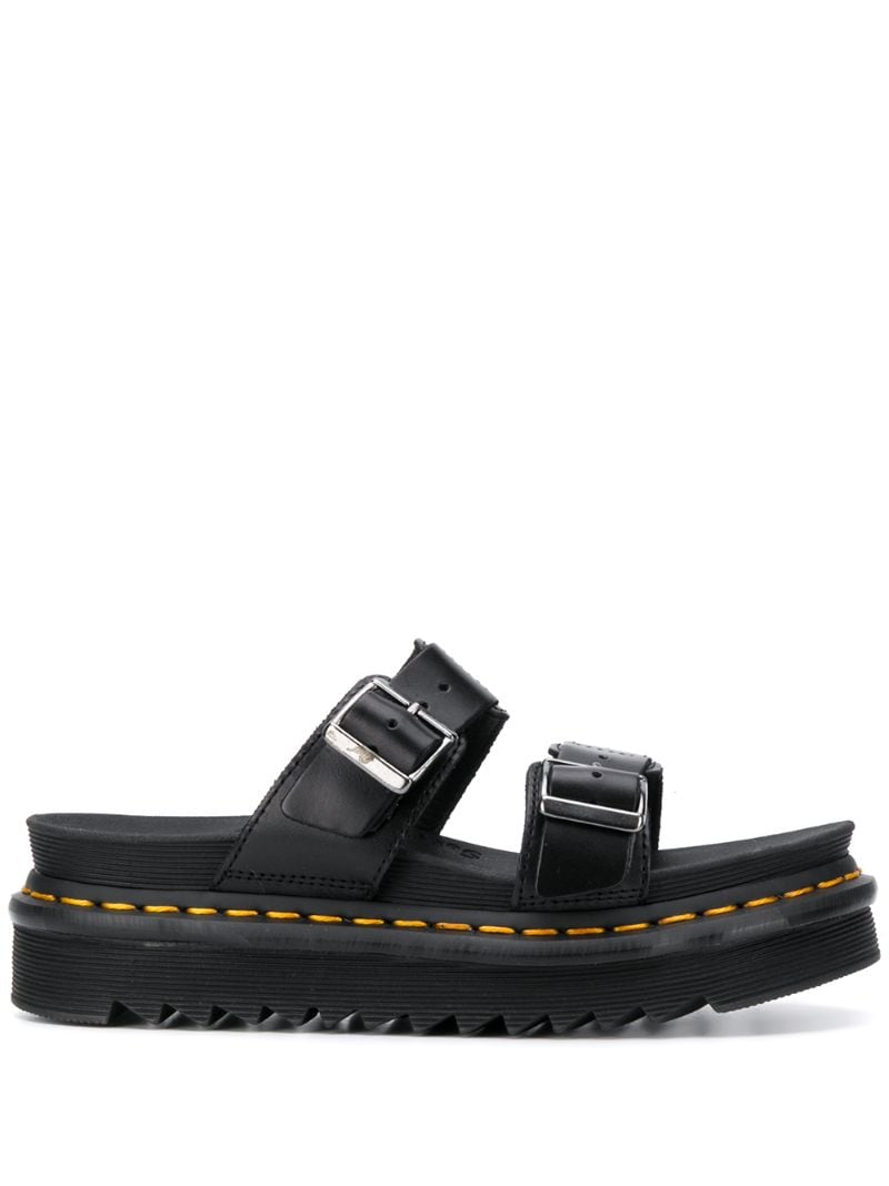 Shop Dr. Martens' Buckled Ridged Sole Sandals In Black