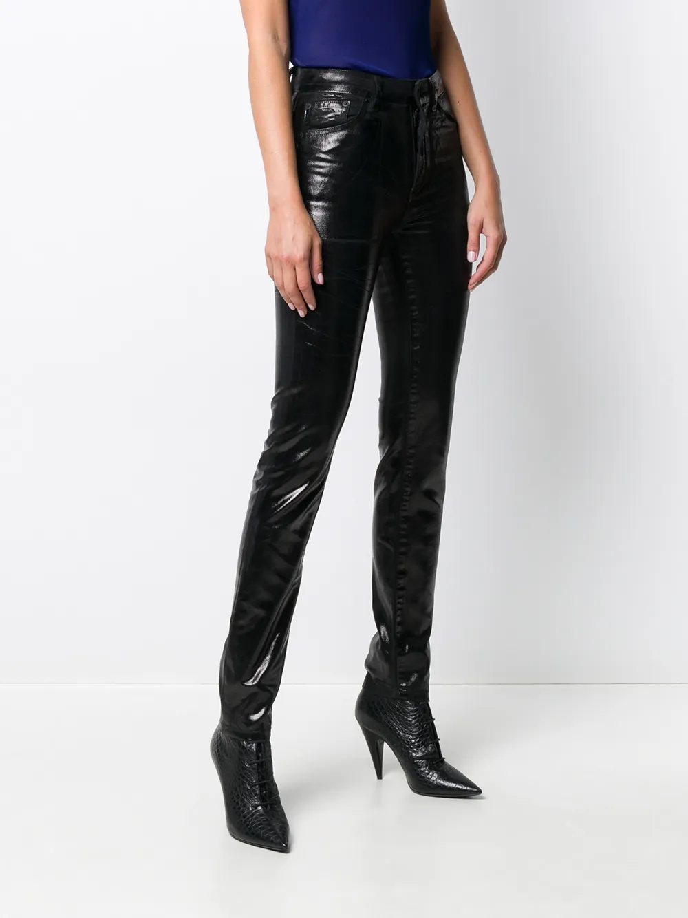 Saint Laurent Skinny Leather Trousers In Black