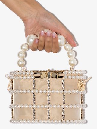 neutral holli loulou faux pearl clutch展示图