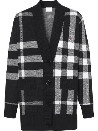 Shop black Burberry deer-appliquée checked cardigan with Afterpay -  Farfetch Australia